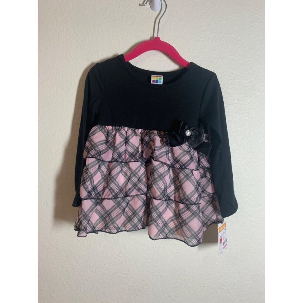 NWT Healthtex 2 Piece Outfit Plaid Pink Black Toddler Girls Size 2T